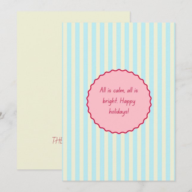 Festive Stripes Gift Card with Happy Holiday Quote (Front/Back)