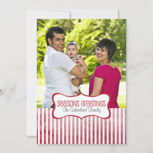 Festive Stripes Photo Holiday Greeting Card (Front)