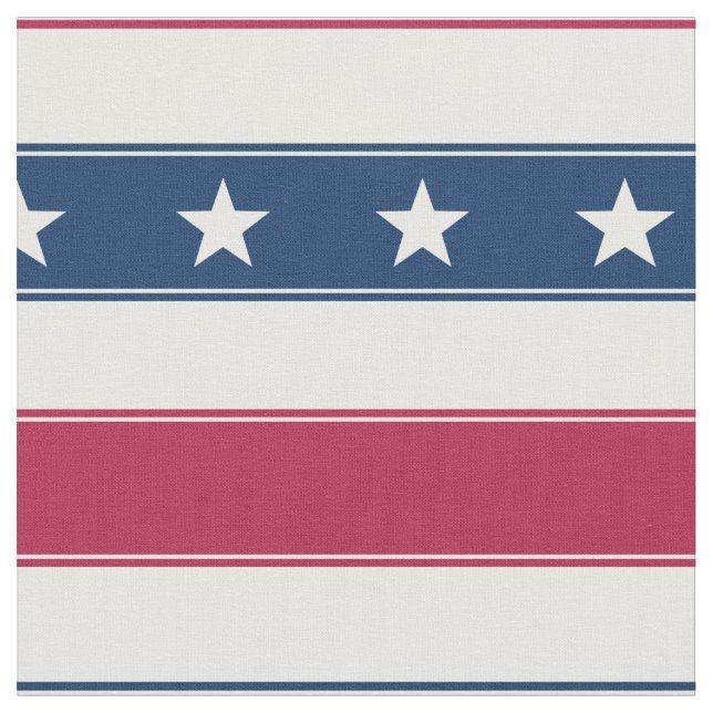Festive Stripes & Stars (medium scale horizontal) Fabric (Close Up)