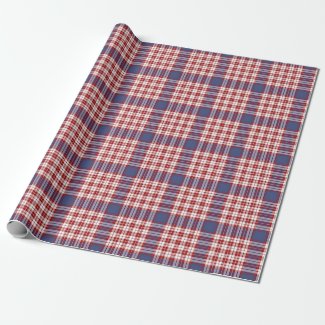 Festive Stylish Blue Red & White Plaid Pattern 
