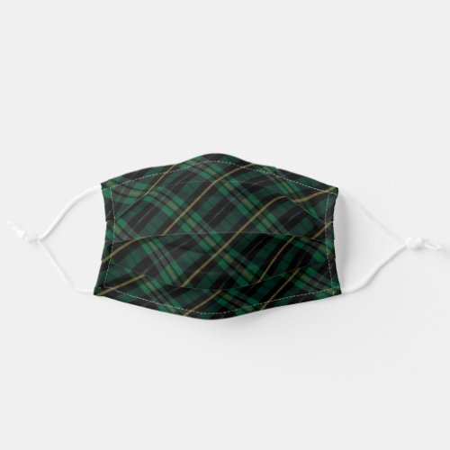 Festive Stylish Dark Forest Green Plaid Pattern Adult Cloth Face Mask