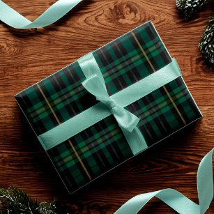 Deep Forest Plaid Navy Blue and Forest Green Wrapping Paper