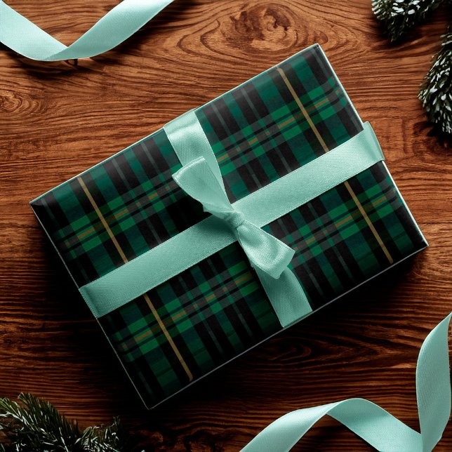 Festive Stylish Dark Forest Green Plaid Pattern Wrapping Paper (Festive Stylish Dark Forest Green Plaid Pattern Wrapping Paper)