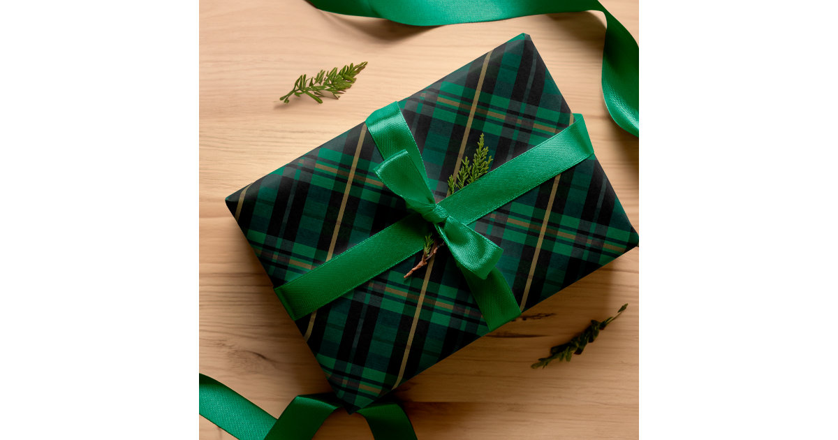 Festive Stylish Dark Forest Green Plaid Pattern Wrapping Paper Sheets -  Moodthology Papery