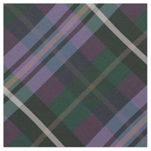 Festive Stylish Dark Purple & Green Plaid Pattern Fabric