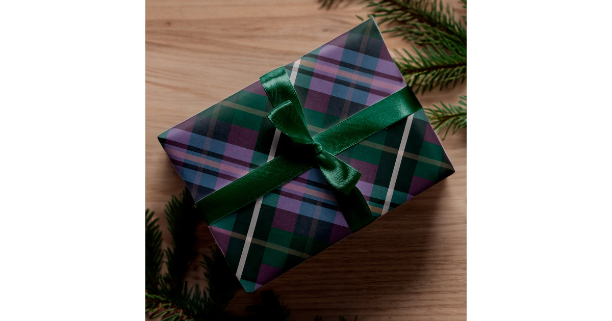 Festive Stylish Dark Forest Green Plaid Pattern Wrapping Paper Sheets -  Moodthology Papery