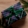 Festive Stylish Dark Purple & Green Plaid Pattern Wrapping Paper