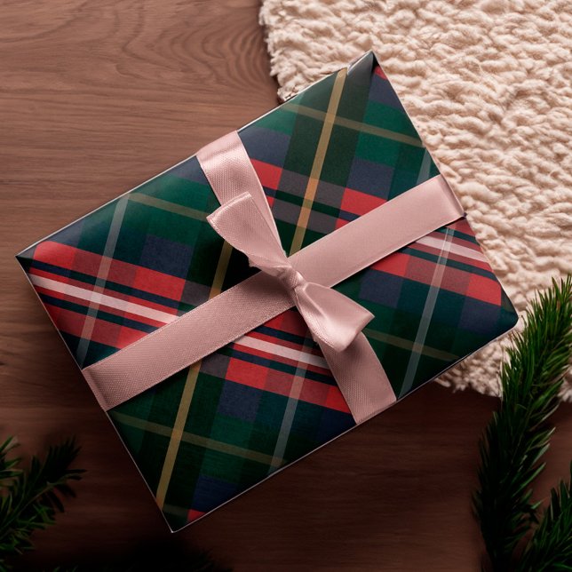 Festive Stylish Dark Red & Green Plaid Pattern Wrapping Paper (Festive Stylish Dark Red & Green Plaid Pattern Wrapping Paper)