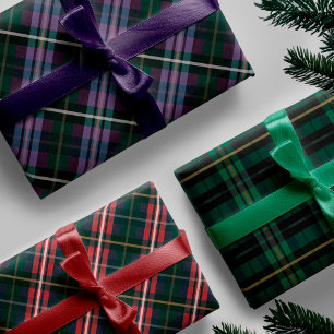 Festive Stylish Multi-Colored Plaid Patterns Wrapping Paper Sheets
