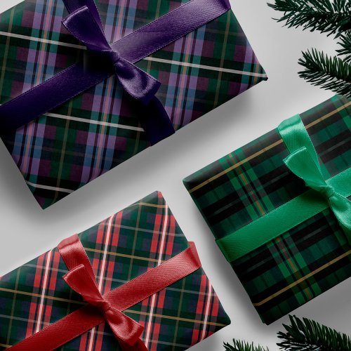 Festive Stylish Multi_Colored Plaid Patterns Wrapping Paper Sheets