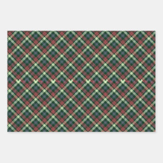 Festive Stylish Multi Dark Colour Plaid Pattern Wrapping Paper Sheets