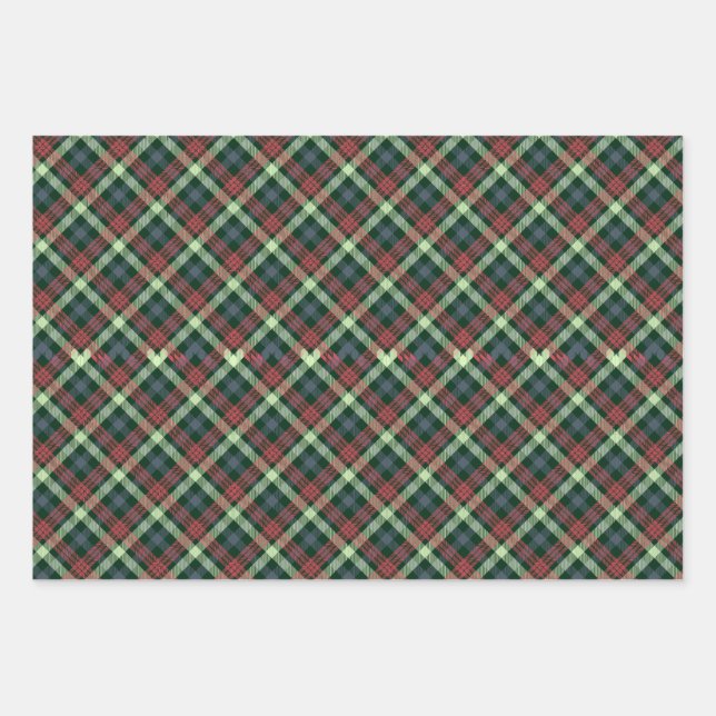Festive Stylish Multi Dark Colour Plaid Pattern Wrapping Paper Sheets (Front)