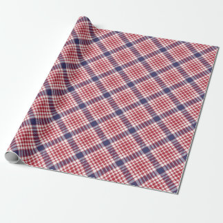 Festive Stylish Red White & Blue Tartan Pattern  Wrapping Paper
