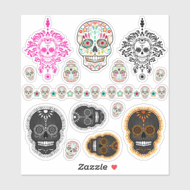 Festive Sugar Skulls Day of the Dead Collection Sticker (Sheet)