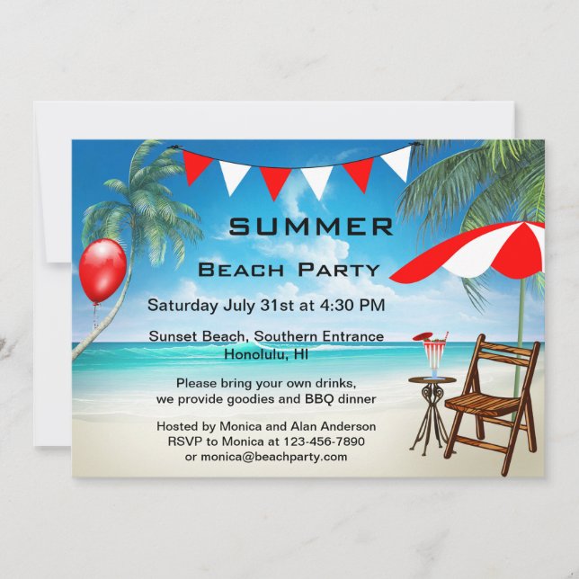 Festive Summer Beach Party Invitation (Front)