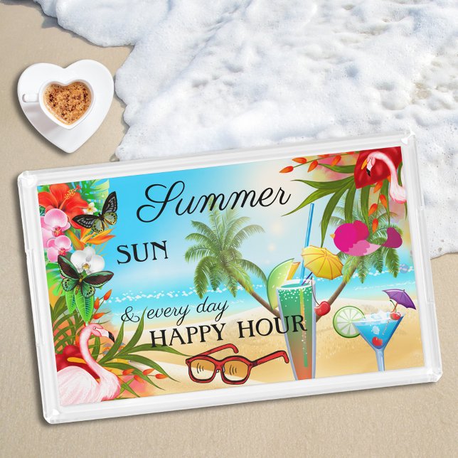 Festive Summer Sun Tropical Beach Serving Tray (Creator Uploaded)