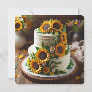FESTIVE SUNFLOWER DECORATED BIRTHDAY CAKE CARD