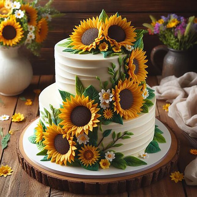 FESTIVE SUNFLOWER DECORATED BIRTHDAY CAKE CARD (Creator Uploaded)