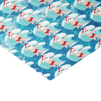 Festive Surfing Santa Beach  Tissue Paper by DoodlesHolidayGifts at Zazzle
