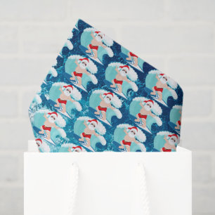 festive surfing Santa beach Tissue Paper