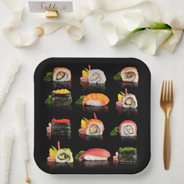 Festive Sushi Party Holiday Plates (Wedding)