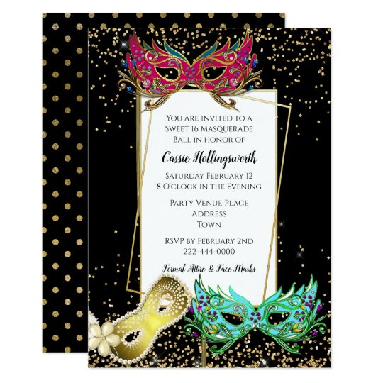 Festive Sweet 16 Masquerade Ball Invitation | Zazzle.com