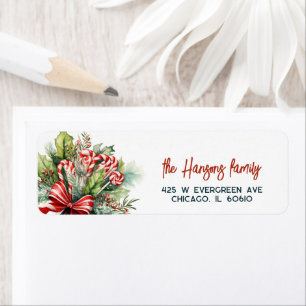Festive Sweet Candy Canes Christmas Label