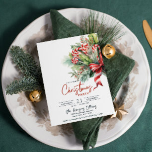 Festive Sweet Candy Canes Christmas Party Invitation