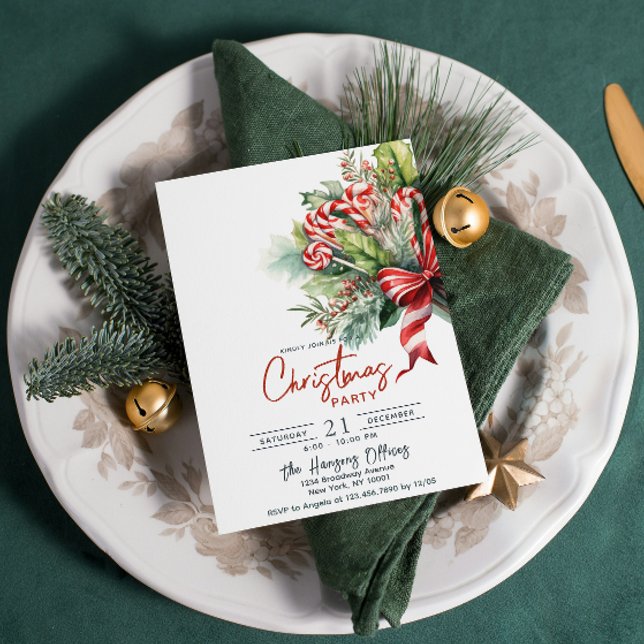 Festive Sweet Candy Canes Christmas Party   Invitation (Creator Uploaded)