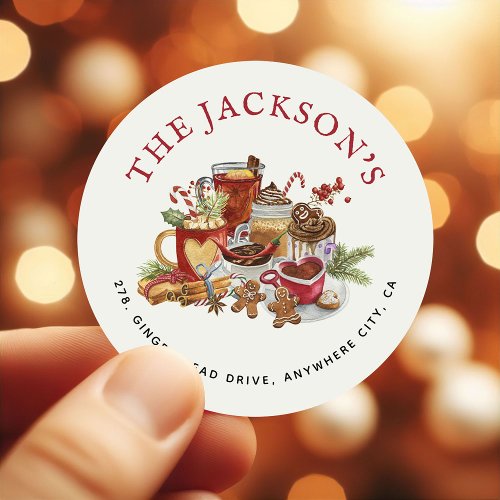 Festive Sweet Treats Christmas Return Address Clas Classic Round Sticker