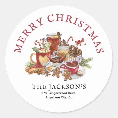 Festive Sweet Treats Christmas Return Address Classic Round Sticker