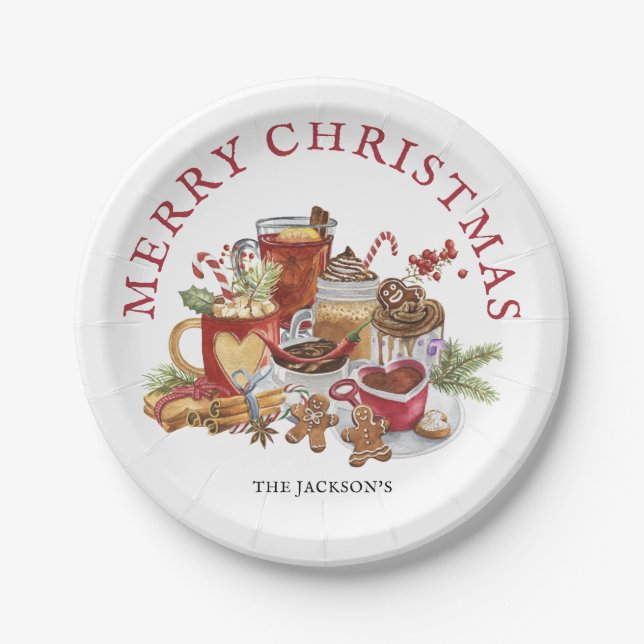 Festive Sweet Treats Merry Christmas Tableware Paper Plates (Front)