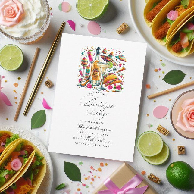 Festive Tacos & Tequila Fiesta Bachelorette Bash Invitation (Festive Tacos & Tequila Fiesta Bachelorette Bash Invitation)