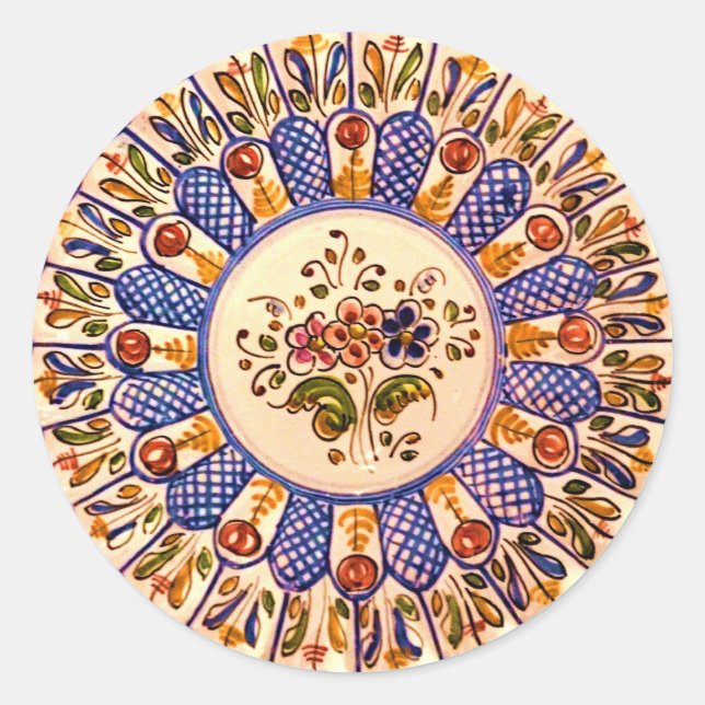 Festive Talavera Cinco Classic Round Sticker (Front)