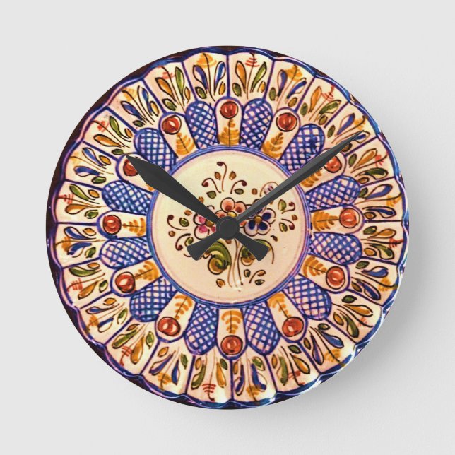 Festive Talavera Cinco Round Clock (Front)