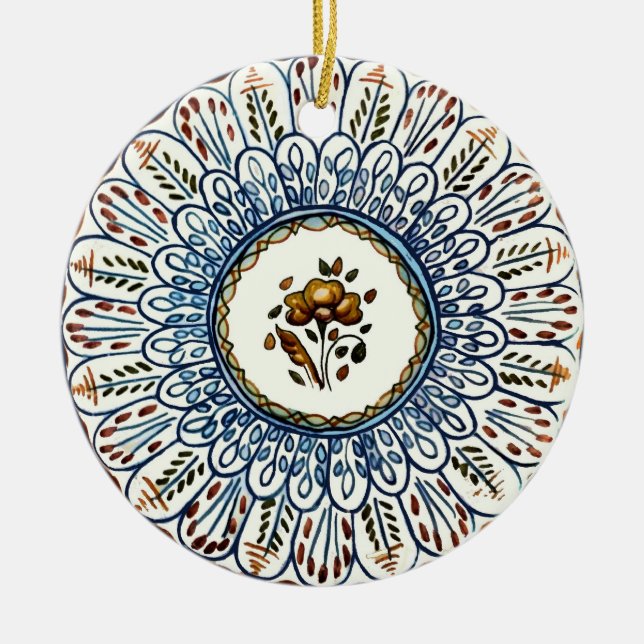 Festive Talavera Dos Ceramic Ornament (Front)