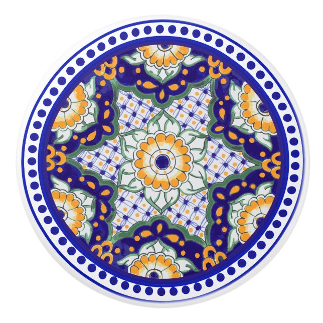 Festive Talavera Ocho Ceramic Knob (Front)