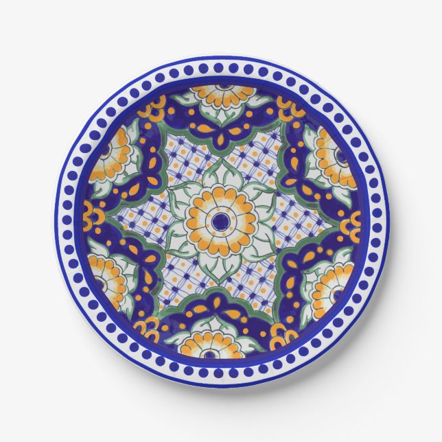 Festive Talavera Ocho Paper Plates (Front)