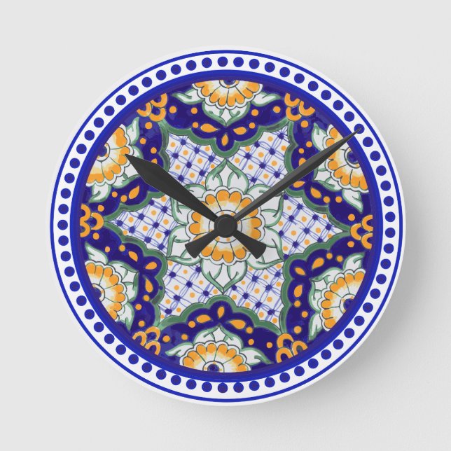 Festive Talavera Ocho Round Clock (Front)
