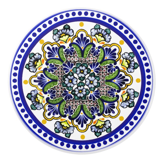 Festive Talavera Siete Ceramic Knob (Front)