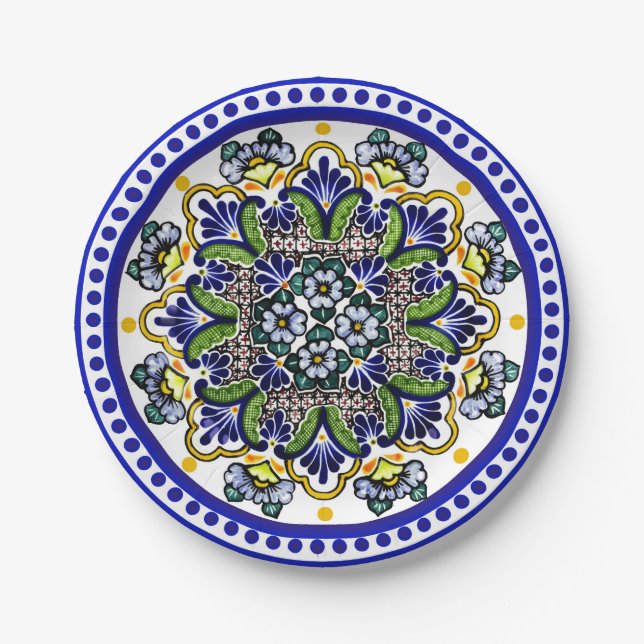 Festive Talavera Siete Paper Plates (Front)