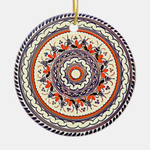Festive Talavera Uno Ceramic Ornament