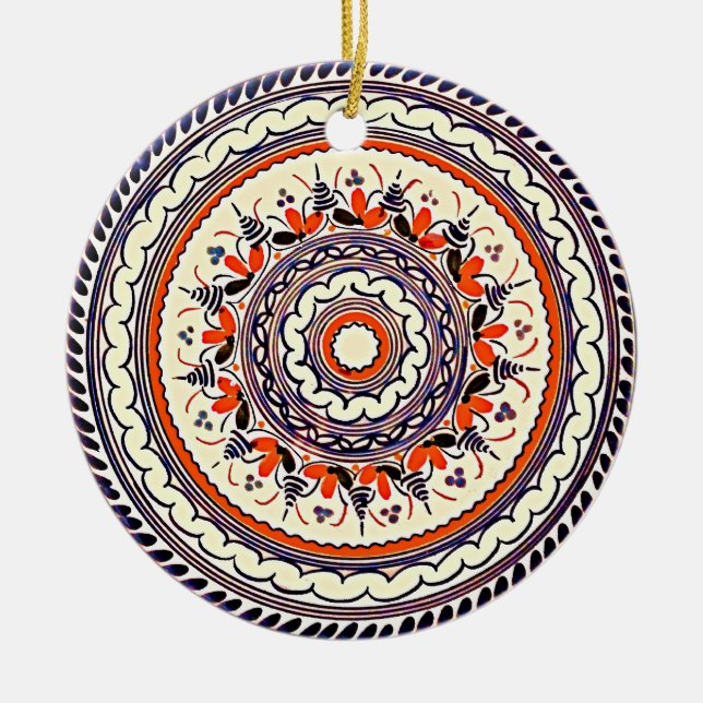 Festive Talavera Uno Ceramic Ornament (Front)