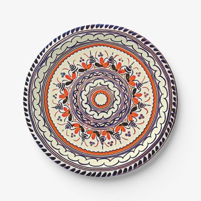 Festive Talavera Uno Paper Plates (Front)