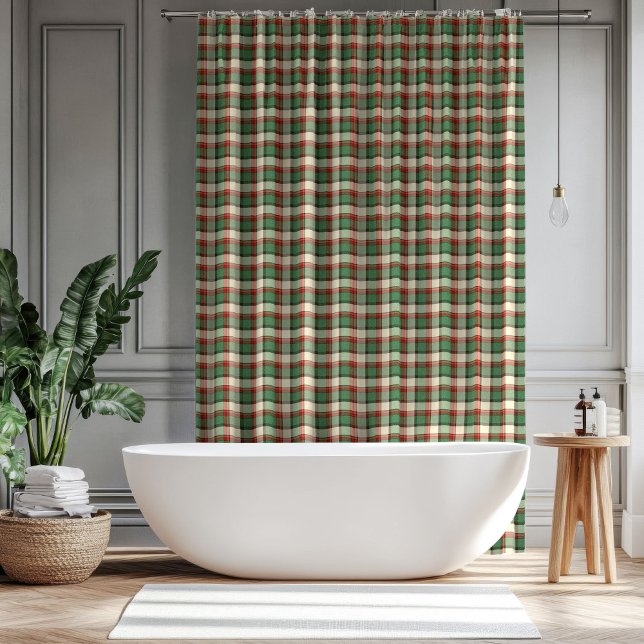 Festive Tartan Curtain Red Green Gift for Décor (Festive Tartan Curtain Red Green Gift for Décor)