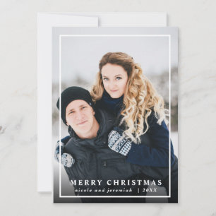 Festive Tartan Grey Red Merry Christmas Photo Holiday Card