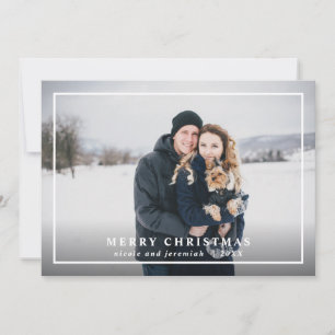 Festive Tartan Grey Red Merry Christmas Photo Holiday Card
