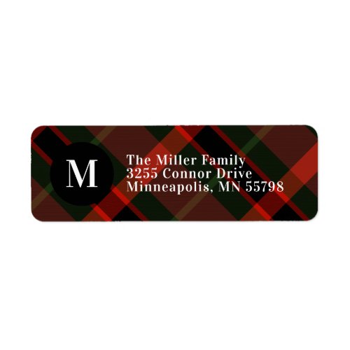 Festive Tartan Monogram Christmas Label