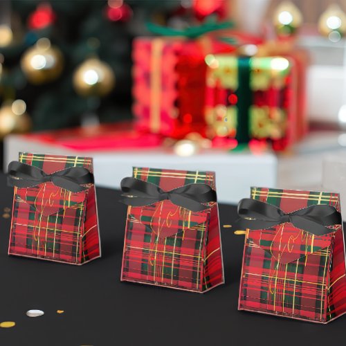 Festive Tartan Red  Green Gold Joy  Favor Boxes