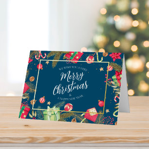 Festive Teal Gold Merry Christmas  Foil Greeting Card